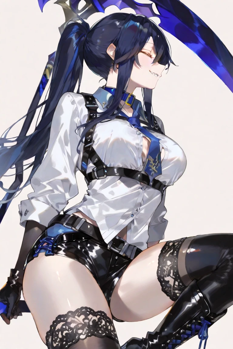 [1girl|solo], (masterpiece:1.1), (best quality:1.1), (精致细节Rocker [[White Ombr shirt:Black Appliqud with patches and motifs morning dress:0.85]:[Black Collared revealing clothes: Earth tones hip开衩小黑裙：0.15]：0.7]：1.25），（粗花呢 [[珊瑚色羊毛 A 字裙：绿松石色无袖芭蕾舞短裙：0.05]：[绿色透明丁字裤：橙色亚麻罩衫：0.1]：0.1]：1.15）， , [(NSFW:1.0):(NSFW:0.95):0.15],[medium:[large|medium]:0.35] breasts, corset, BREAK [black:pink:0.65] theme, (gradient background:1.1), 肖像, BREAK [blond:sky blue:0.05] 头发，钝刘海，hime cut，长发，侧马尾辫，[blue:purple:0.85] 眼睛，精致的黑色女巫帽，拿着魔杖，