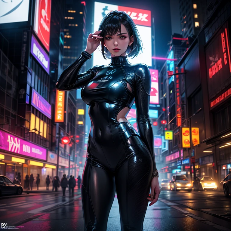 uma mulher 18 anos em um traje futurista , alta qualidade, andando por uma rua da cidade alta qualidade, cyberpunk , arte realista cyberpunk digital, arte realista cyberpunk, arte realista cyberpunk moderno, em uma cidade cyberpunk futurista, em uma cidade cyberpunk futurista, em cidade cyberpunk, garota realista cyberpunk, garota de anime cyberpunk feminino, estilo de arte cyberpunk, em uma cidade cyberpunk, realista cyberpunk, cyberpunk vibes, cyberpunk themed art, Garota cyberpunk, corpo realista , corpo sexy, elegante, face alto detalhe, cabelo alto detalhe, traje alta qualidade, profesional lighting