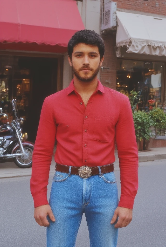 arafed picture of a man sitting on a bench with a bicycle, added detail, old color photograph, inspired by Candido Bido, colored photo, taken in the early 2020s, taken in 2 0 2 0, photo taken in 2 0 2 0, full body photograph, taken in 2022, an album cover