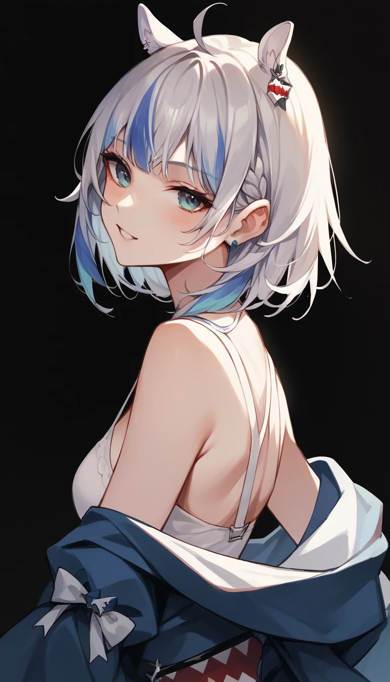 Highest quality、One Woman、Light blue hair、Short Bob、black eye、White Cami Dress、Stylish older sister、front