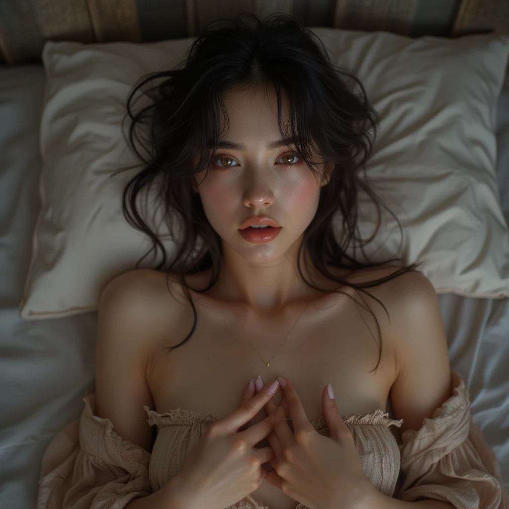 Best quality, masterpiece, high resolution, realistic, photography, (delicate body: 1.2), gorgeous face, (milky skin: 1.3), intricate details, high resolution, high detail RAW color photos, wallpapers
1 girl, purple hair, dress, hair accessory, solo, breasts, bare shoulders, white dress, crystal, crystal dress, jewelry, looking_to_the_side, asymmetrical_sleeves, clothing_cutout, shiny_hair, hair_rings, floating, spotlight, alternate_costume, sparkle, multi-layered dress, floral print, masturbation , lying down
(VSCO A7: 1.5), 16K, HDR, High Resolution, Deep Field, (Film Grave: 1.1), Boken, ISO 200, Primetime, (Lens Halo), Vignette, Rainbow, (Color Grading: 1.5) Nudity, Bare Breasts, SFW, Nude, (Naked Body: 500) (Clothes Undone: 15)