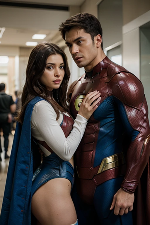 Superheroes take photos with fans
