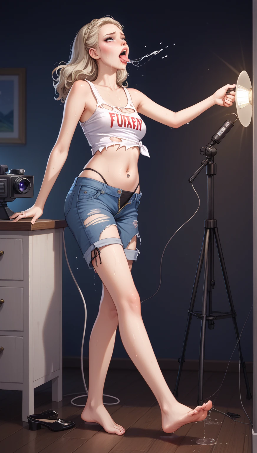 Blue Hair Surrealism, Character table, Reference Table, Standing painting, 8k, Super Detail, 1080P, Women HD, 4K, 8k, 16k, high resolution, best quality, high quality, Anatomically correct, masterpiece, precise, Ultra HD,grace,Unreal Engine,Delicate face,Long braids,slim,Long legs,miniskirt