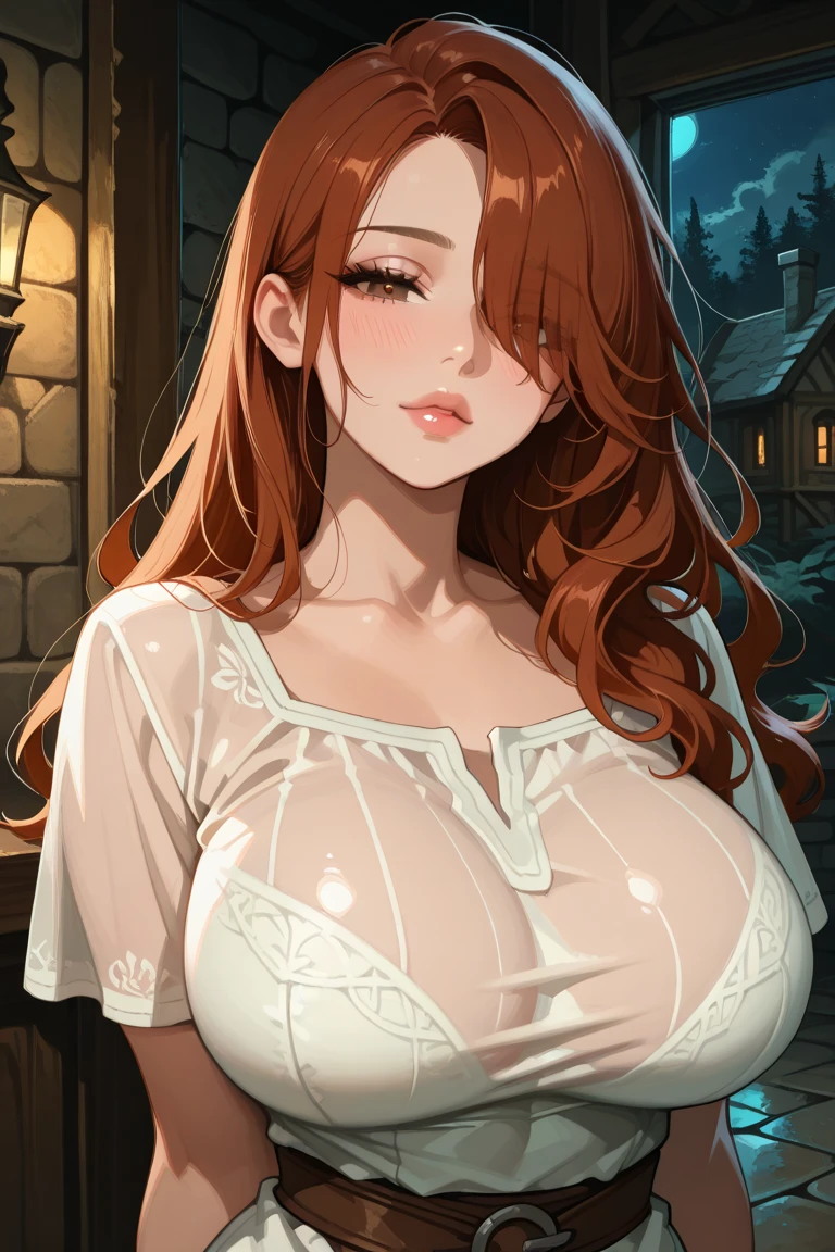 Ginger hair Irish women with freckles, and D cup perky tits, sucking a , her face and tits covered in cum