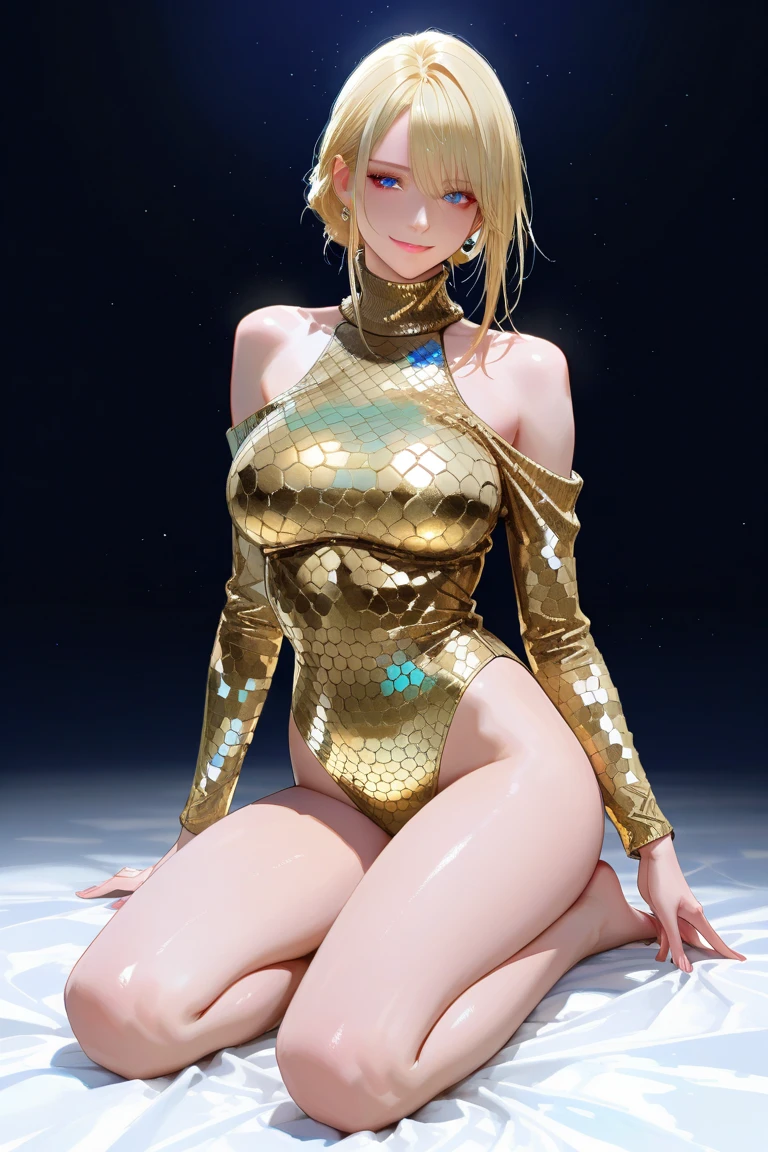 (Crotch)、Gani crotch、Open your legs towards the viewer、pretty 1girl, top-quality、The ultra -The high-definition、hight resolution、extremely details CG、8K Unit Wallpapers、17 age、Beautiful detailed eyes,large boob、Platinum Blonde Hair,bob cuts、biomechanical oppai,Grid girl posing on the circuit 、cyberpunked、zippers、(Golden Metallic Competition Swimsuit)、(((One piece swimsuit with lines)))、Sleeveless、darkskin、(FULL BODYSHOT)、(Shiny body:1.3)、 Open mouth, blush, Sweat,be shy、