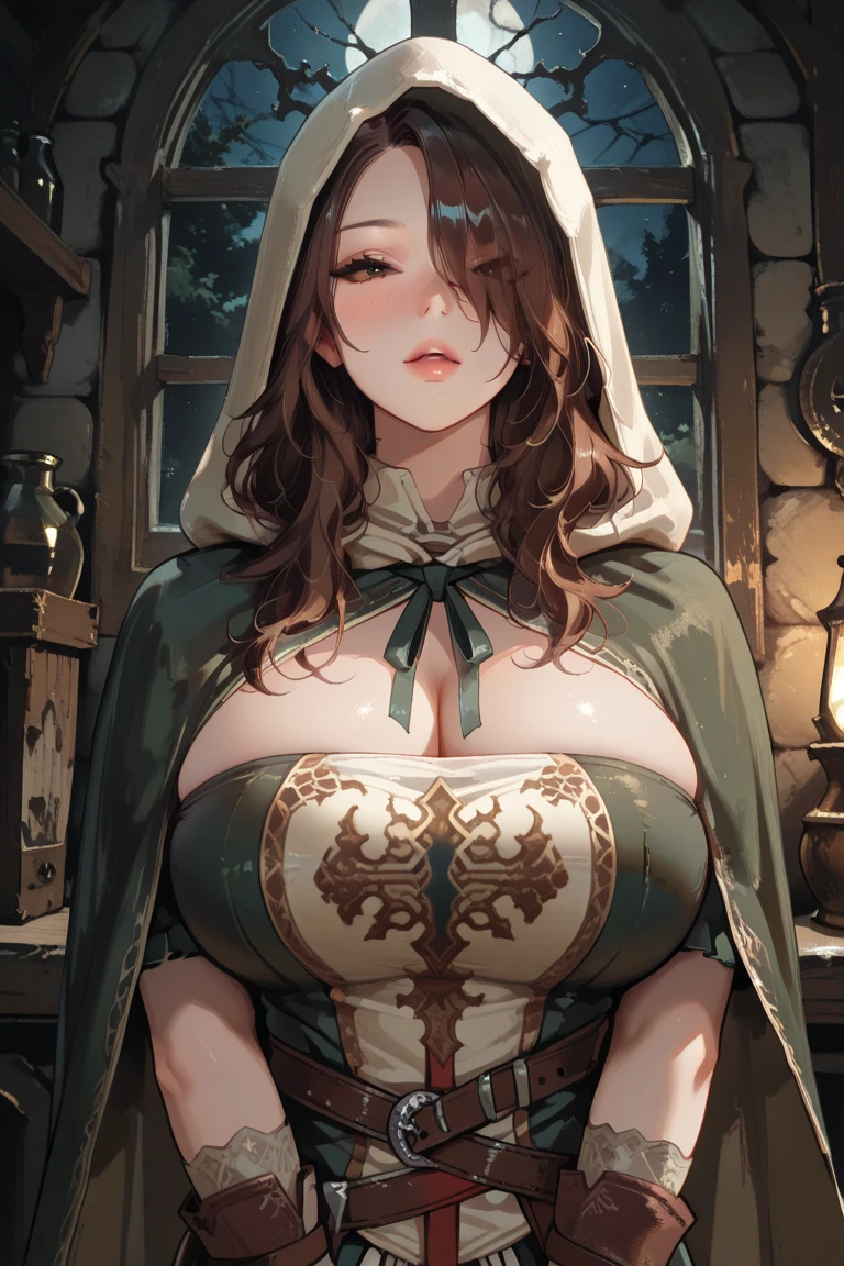 Fantasy, darkest dungeon, a beautiful voluptuous succubus with a curvy body lying on the stone ground, firmly tied, bound with heavy iron chains, fear, angst, red eyes, braid, High detailed, 4k, Masterpiece, Cinematic Lighting, shot from above