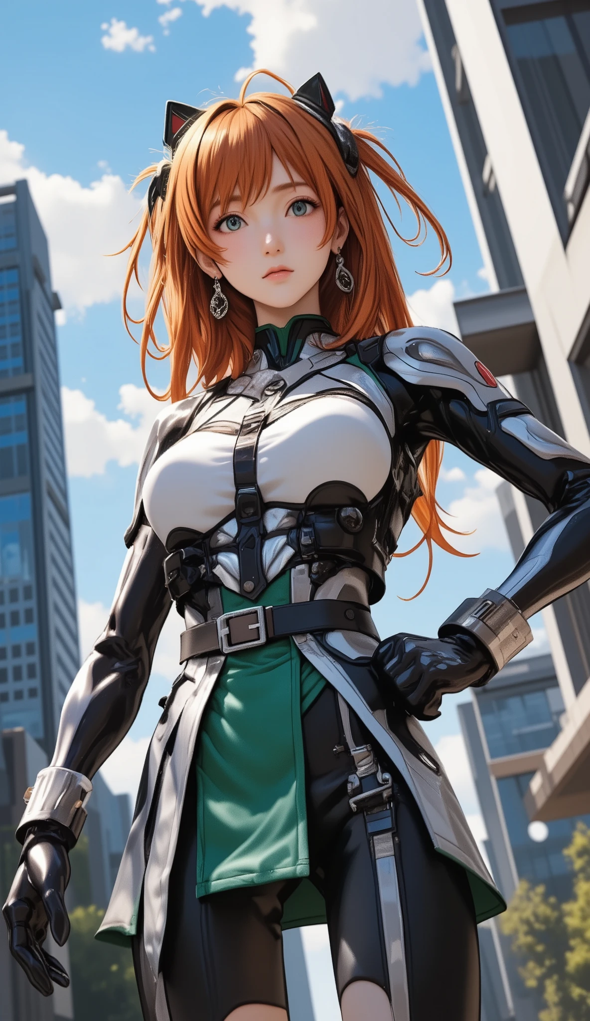3035 street fashion, ((Evangelion, Asuka Langley)),1 girl,solo,,Cowboy Shots, ,,, score_9,score_8_up,score_7_up,,8k,1 girl to improve Sa,solo,