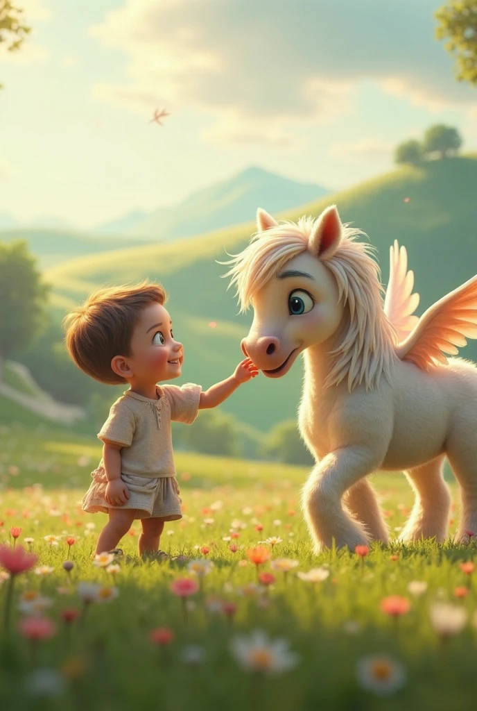 A boy sitting on the other side of your friends with a unicorn