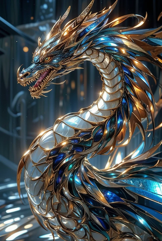 extremely detailed 1handed sword made of light blue dragon scales