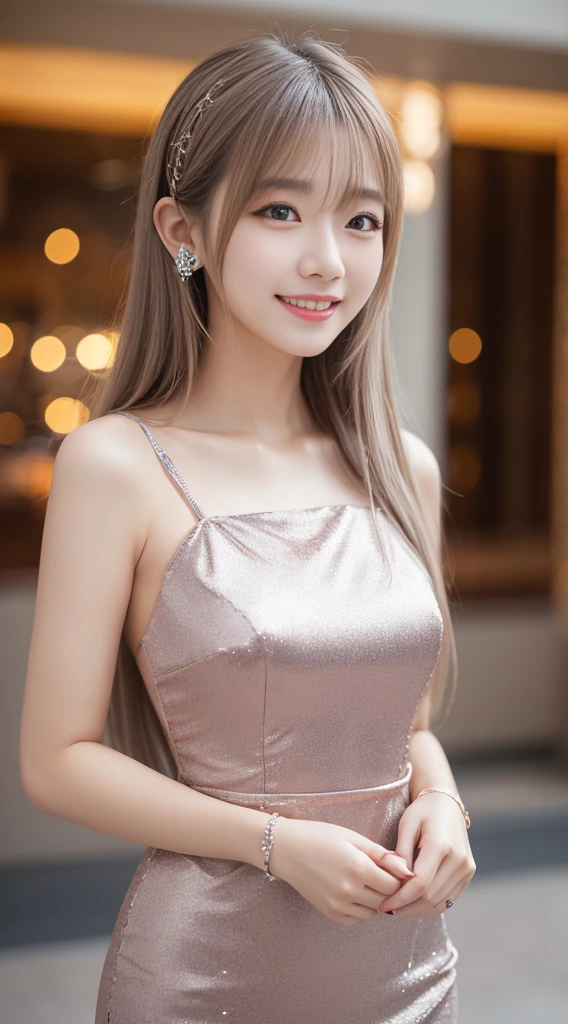 (8k, RAW photos, best quality, High resolution: 1.1), (surreal: 1.4), (realistic, realistic: 1.3), soft light, girl, realistic face, realistic body, realistic skin, absurdity, masterpiece, (cute: 1.8), cute, solo, (: 1.2), detailed black eyes, innocent eyes, blush, (dress conservatively: 1.2), movie lights, film grains, jewelry, earrings, ((princess hairstyle: 1.1)), ((floating hair nova frog style)), loose turtleneck top, cherry lips, headband, hair bow, large bow on chest, ponytail, viewer, open lips, upper teeth, lower abdomen, (Smiling Eyes: 0.6), ((Grinning: 1.2)), Depth of Field, Blurred Background, Eye Focus, Bokeh, Young, 85mm Lens, f/1.4, Professional Lighting, Young, Photon Mapping, Teleportion, Physically Based Rendering,