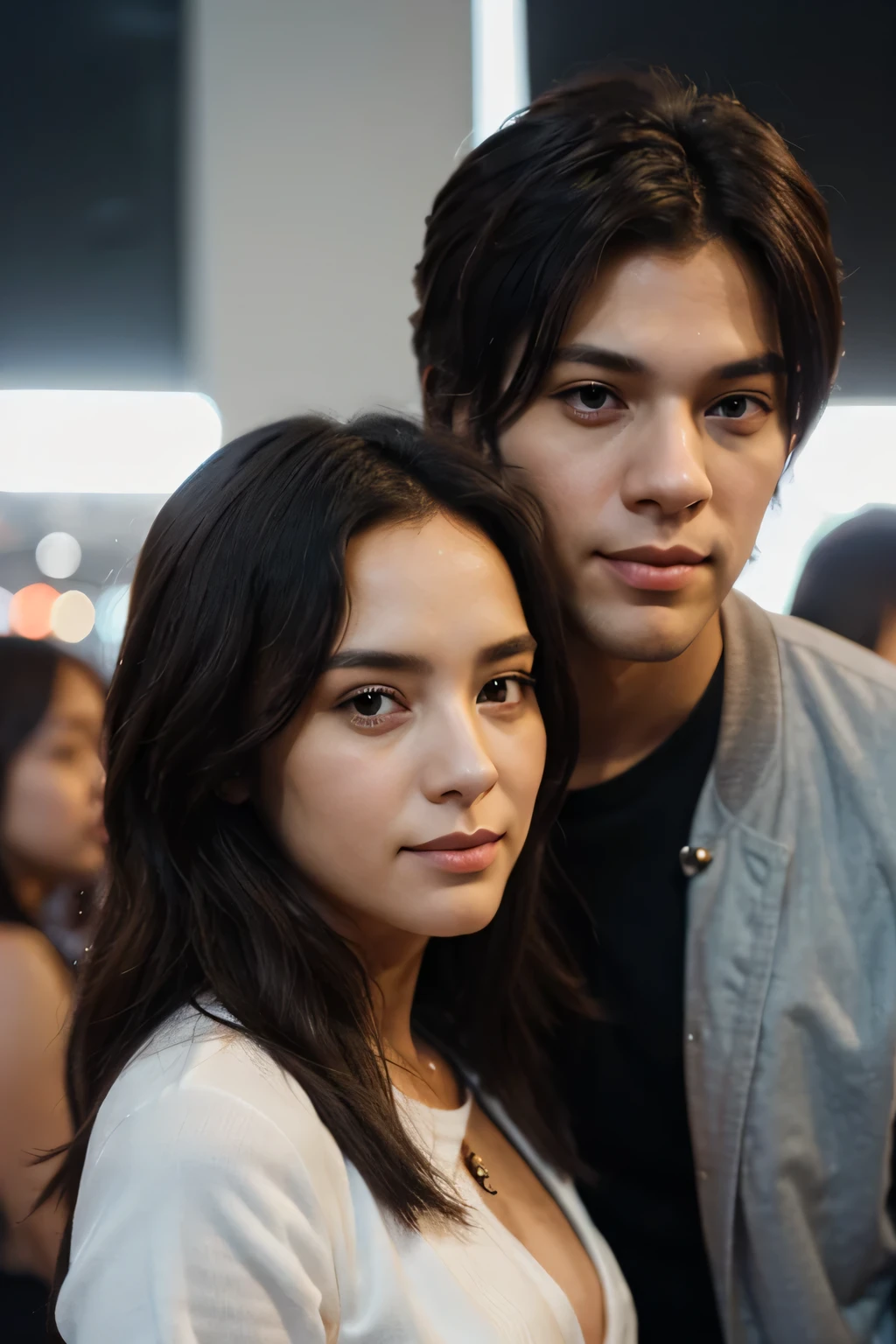 Girl and man wearing crowns