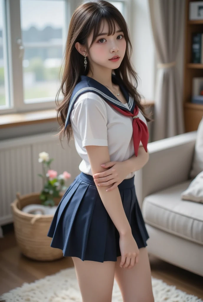 Japanese women school uniform Panty shot