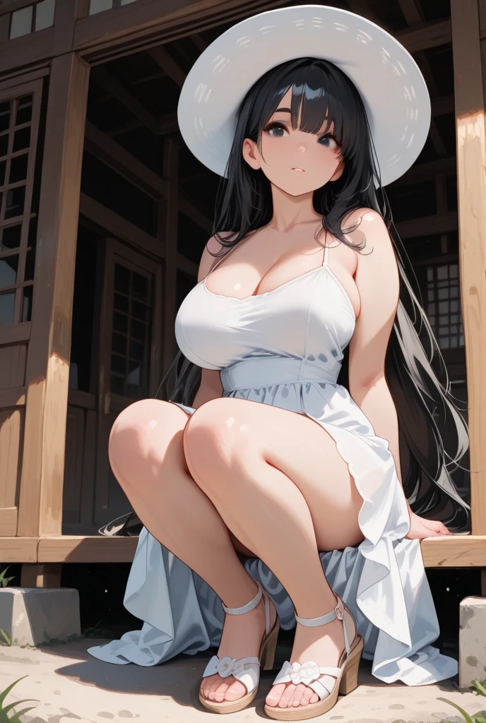 Sitting cross-legged on a beach bench, close-up of woman in flesh-colored transparent lingerie, sfw huge, oppai, huge cool goddess shot, sfw covering, big, big, covered sfw big, big!, on the beach, really big, big!!, on the beach, big, big, glossy,white stockings