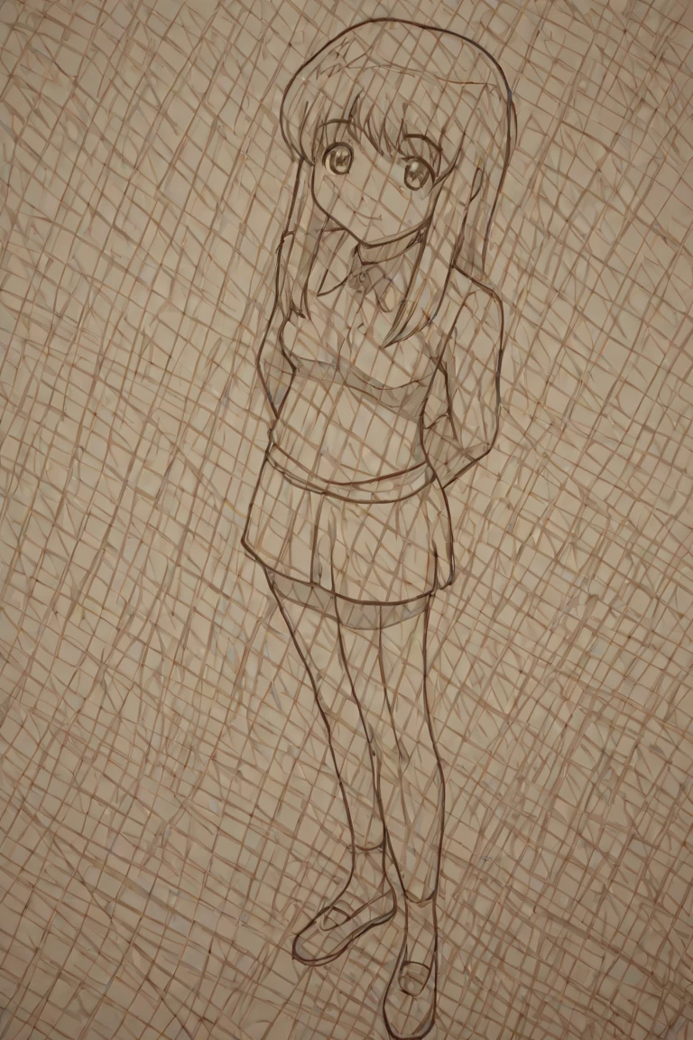 Remove deformities and improve drawing strokes of the woman with long hair.