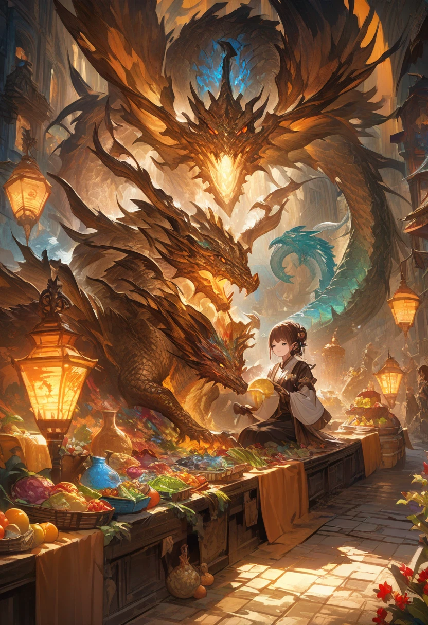 masterpiece, best quality, making friends with the Chinese dragon, fun, happy, bright, loong,