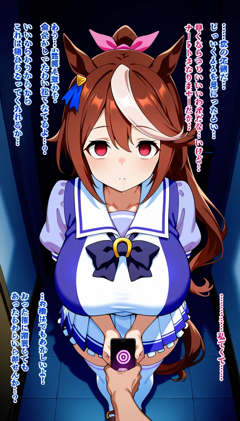 personally delivered_haramura, 1 girl, alone,(better quality, masterpiece), (chubby body), emphasize the thighs, Big breasts, put your hand on your chest