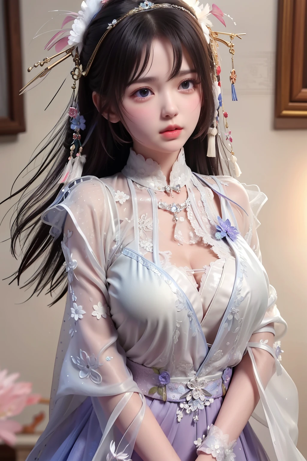 ((((Best Quality, 8K, 32K, masterpiece, 1.2)))),{{solo}},((nsfw:1.5)),{{{Model: GirlfriendMix_v1:1.5}}},((perfect beautiful face:1.5)),in love hotel, wearing butterfly dress, netorare, netorare face, spreading pussy with fingers, embarrassed, high quality of vagina, vivid pussy,((a lot of public hairs:1.1)),