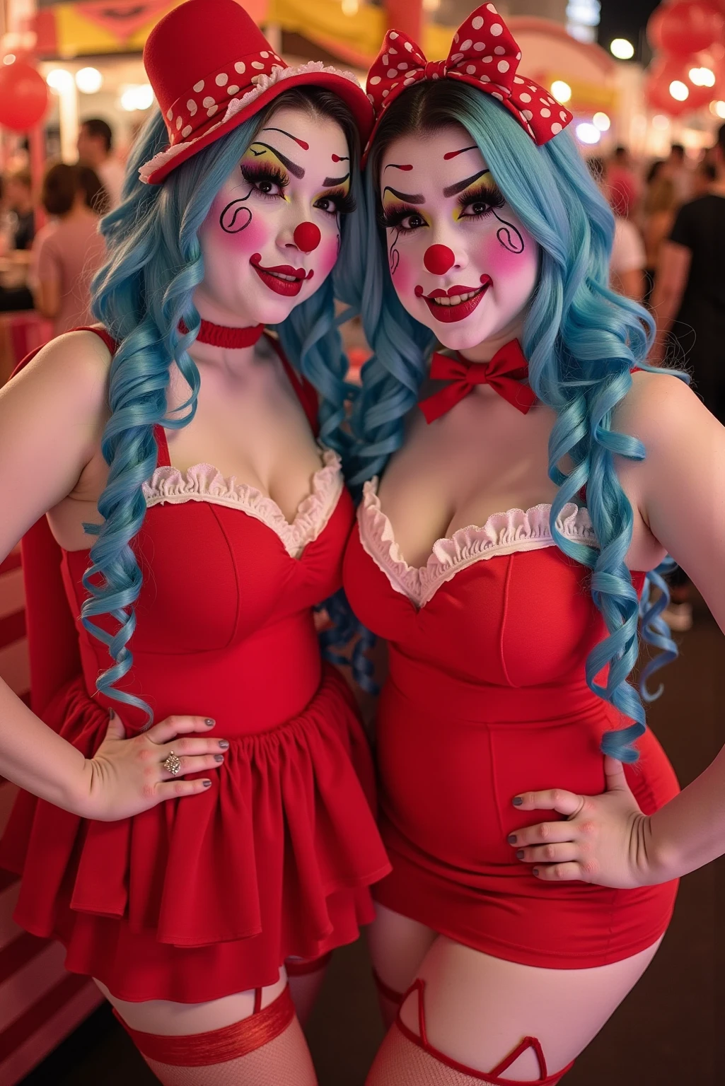 An ultra realistic image of 20 funny clowns, enjoying a children’s birthday party, ultra, realistic, cinematic, colorful