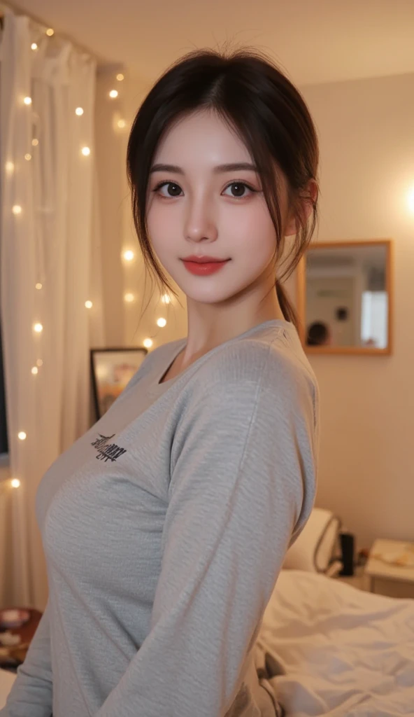 wear, (photo actual:1.4), (hyper actual:1.4), (actual:1.3),
(Smoother lighting:1.05), (Improve lighting quality:0.9), 32k,
1 girl,20 year old girl, actual lighting, backlight, There is light on the face, Ray tracing, (bright light:1.2), (quality improvement:1.4),
(The best quality real textured skin:1.4), delicate eyes, Delicate face, good quality eyes,
(joy, blush), (Tired, sleepy and satisfied), face close-up, t-shirt,
(Increase body line emotions:1.1), (Increase the beauty of skin texture:1.1)