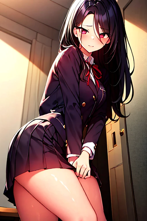 tmasterpiece, beste-Qualit, 独奏, 1girl, Azula, closed mouth, smirk, makeup, décolleté, (white shirt, mini skirt, panty), Sits, armchair, pomade, looks at the viewer, Teaching, Erotica, gyaru, Schoolgirl girl, Daddy's Life, Highly Detailed Beautiful Face and Eyes, Beautiful skin, Wet, blushful, Sun light, Average Breasts, thights, широкие thights, Атлетические thights, trembling, heavy breathing, view from bottom, Focus on the legs,