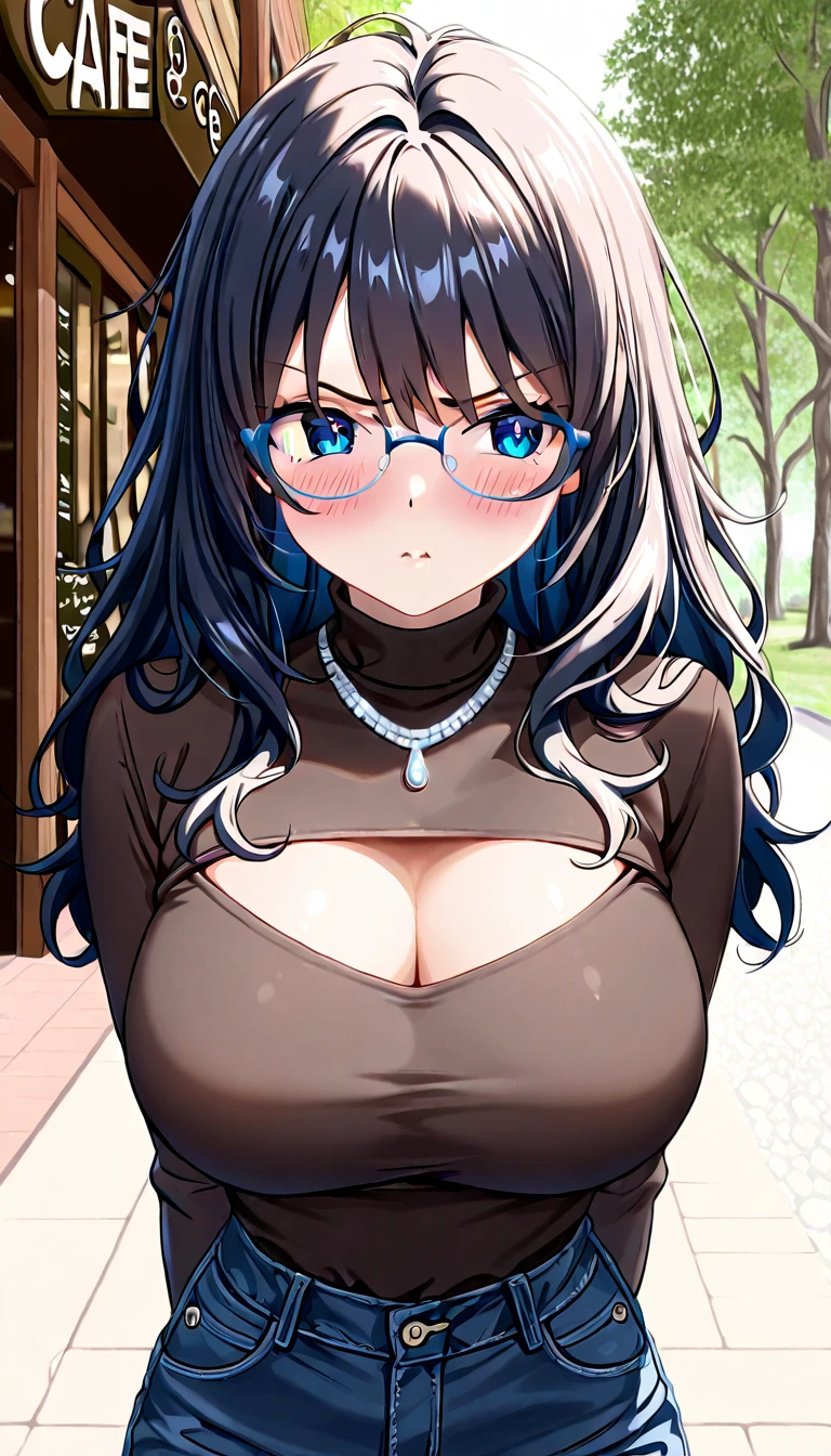 art by Mandy Jurgens and (Alex Grey:1) and (Brandon Woelfel:1) and (Leonid Afremov:1) and Josephine Wall, masterpiece, portrait, stunningly beautiful 1girl, (cute:1.1), beautiful feminine face, medium breasts, cleavage, round glasses, thick sweater, nerdy, wavy brown hair, autumn, blushing
<lora:atera84_v10:0.85>