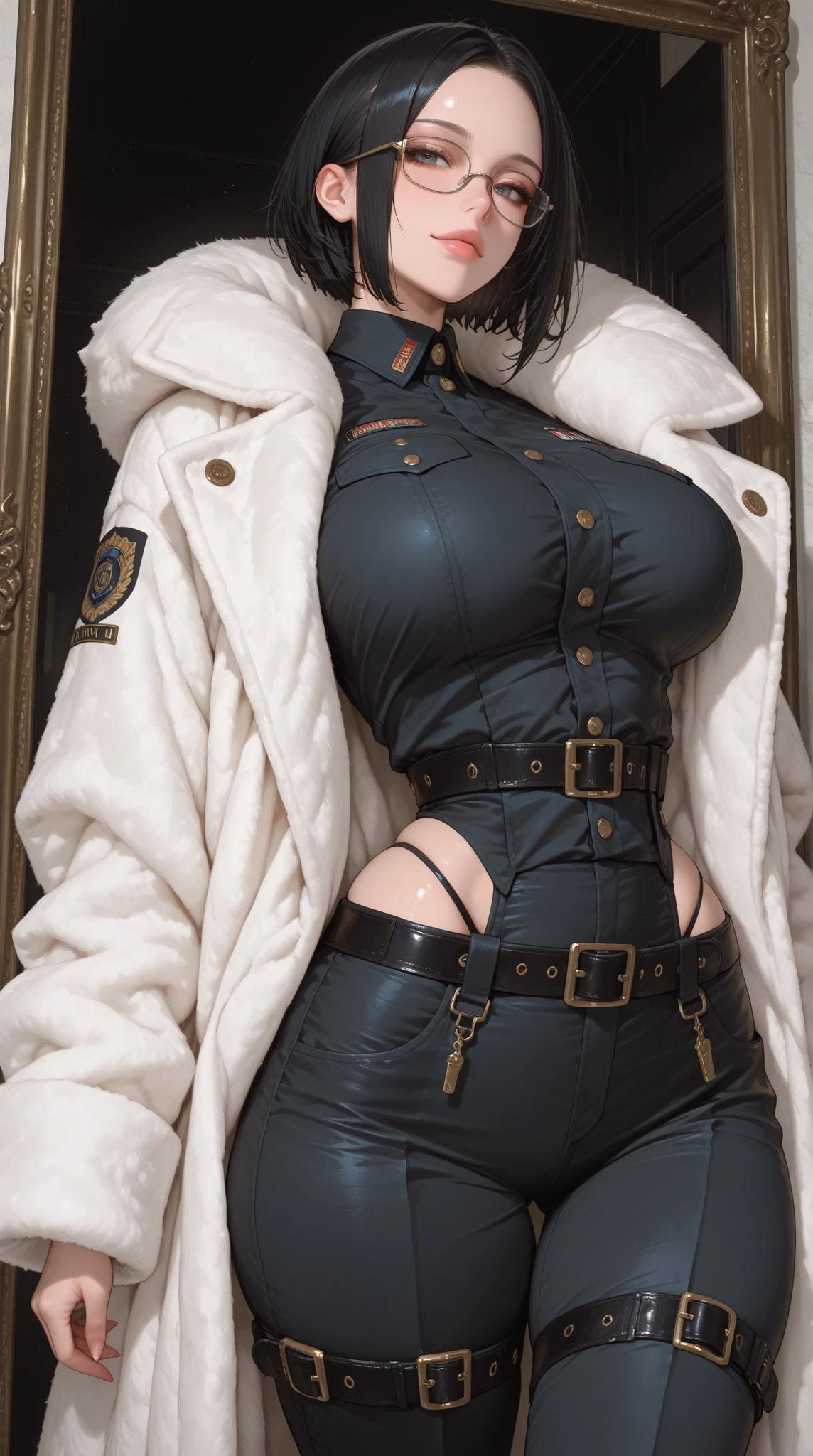 masterpiece, best quality, 1girl, HD, 4K, solo, Bkornblume, headphones, solo, blue scarfs, coat, pussy, pregnancy, pregnant, exhibitionism, headache, black leggings, black gloves, grey hair, blushing, naked, smile, full body, pouch, german face, boots, walks, tongues out, salivate, nude, NSFW, opened breasts, stasi spy, suburbs background, pantyhose, heels, holsters, buttons, knee, Street, Germany, breasts, blue stocking, nipples, topless, nude, big breasts, mommy, mama Bkornblume, birth, birthing screams
