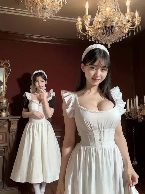 see through clothes(Full body female love:1.3),best quality, masterpiece, ultra high resolution, (lifelike:1.4), original photo, 1 female,30 years old, black hair, big eyes, Detailed eyes and face,huge breasts,split,long legs,Belted robe open ,bare shoulder,no underwear:1.5,see through clothes,Hollow material white clothes,kitchen:1.3,Smile、sleeveless costume、((Maid clothes))、((She is carrying her 10 years old daughter))、Extremely revealing clothing、Mother and daughter hugging and kissing with tongue