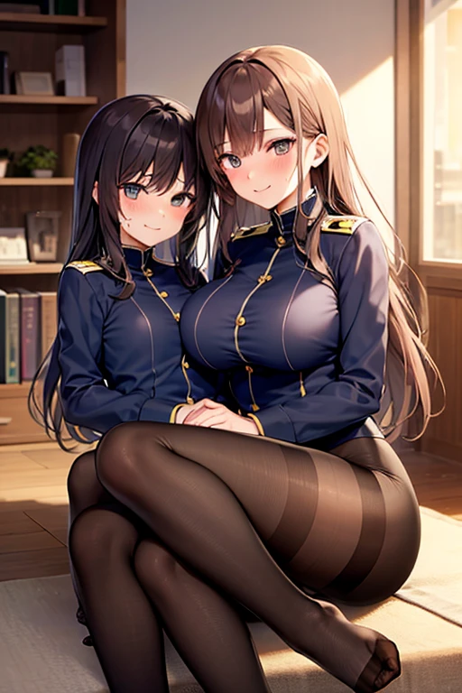 16k works,Highest quality,18-year-old,No background.White background only,whole body、sexy、 One person, Beautiful Face,, Symmetrical eyes, Perfect body, Good balance、 Perfect body、Black Hair,Red eyes,short hair,Large Breasts,Long sleeve,,Black gloves,Black knee socks,mini skirt,Blue Skirt,uniform,beret,Garter Straps,Blue jacket,Blue hat,Pencil Skirt, smile、sit