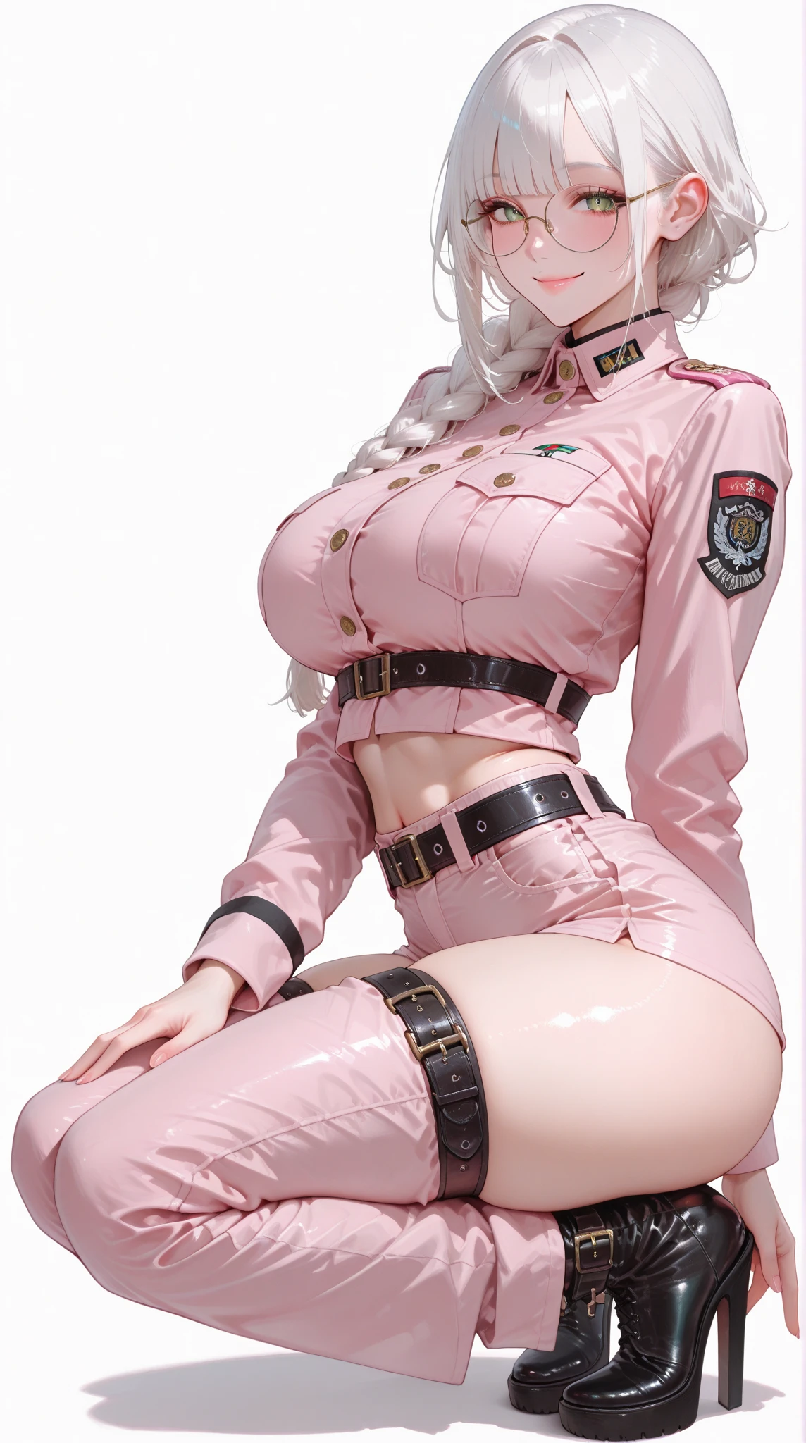 Pregnant women、(Best image quality, Excellent details, Ultra-high resolution), (realism: 1.4), Favorite Details, Very condensed one beautiful girl, Delicate and beautiful features, ((Cowboy Shot)), (Slightly thicker:0.4), (He wears a black racing suit and prefers police uniforms, Black and grey mech, Wearing a military harness, Has a machine gun), Background Gray wall,、Cute Smile、Pregnant women、Pregnant women in their final month、High leg cut panties、Salmon pink hair、Pregnant women in their final month、
