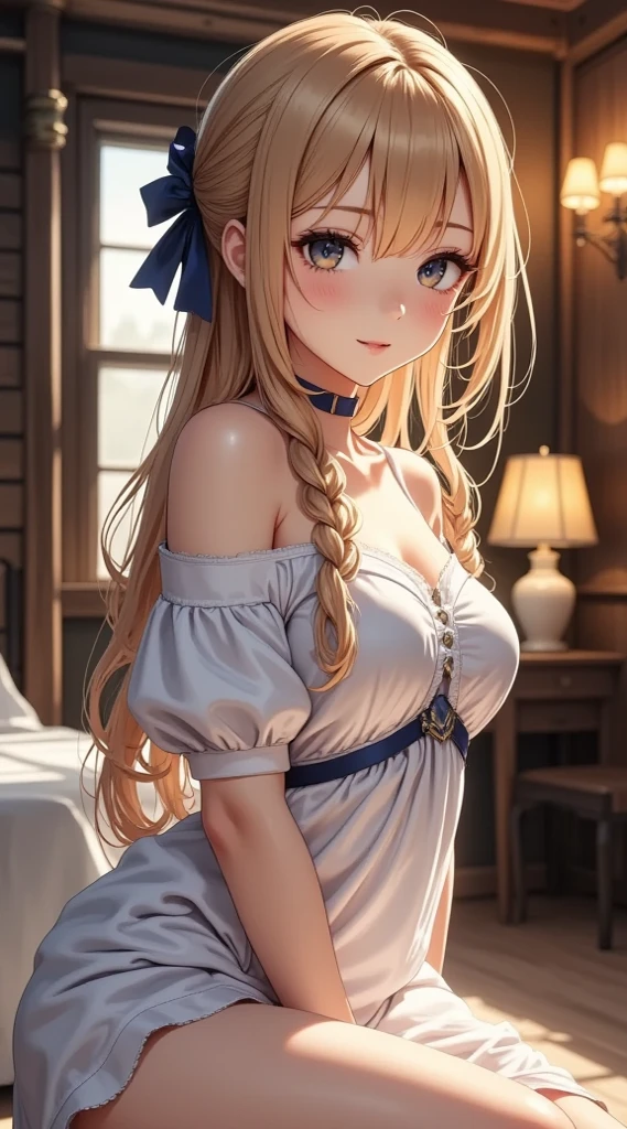 master piece,highres,4k.8k,Lifelike:1.2,Close-to-reality1.5,
full body,
Greige hair, ((highlights hair, Blue streaked hair:1.0)),
long hair,swept bangs,half updo,
glamorous,
mischievous,eighteen years old,
full body,full body,full body,
break,
wrap dress,白に淡いピンク,帯は白,
bakery,