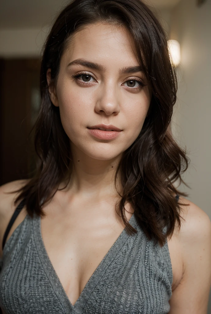 photo of r3mylacroix-130, a woman, wearing a scoop neck sweater, modelshoot style, (extremely detailed CG unity 8k wallpaper), High (Detail:1.1), Sharp focus, dramatic, soft cinematic light, (looking at viewer), (detailed pupils), cute smile, 24mm, 4k textures, soft cinematic light, adobe lightroom, photolab, elegant, ((((cinematic look)))), soothing tones, insane details, hyperdetailed, low contrast <lora:LowRA:0.3> <lora:more_details:1>