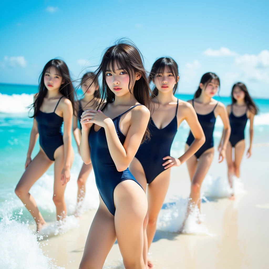 Masterpiece of ProfessionalPhoto ((ExtremelyDetailed (12 PICHIPICHI KAWAII Girls Floating in The Air in a row:1.37) in WHITE at Dusk Enoshima Beach)), {(Standing Full Body:1.2)|(from below:1.2)|Detailed KAWAII face}, Different types of hair colors, {(skinny(school swimwear))|(SchoolUniform)with Tiny AthleticShorts}, {(Corrected Childish hand)|Hidden hand|Different types of breasts|(Clearly Visible the shape of Butt)}, Joyful Expressions LifeLike Rendering, PerfectLighting, (Dazzling Horizon Visible through ThighGap), (Starry IridescentParticles:1.22) ColorfulClouds