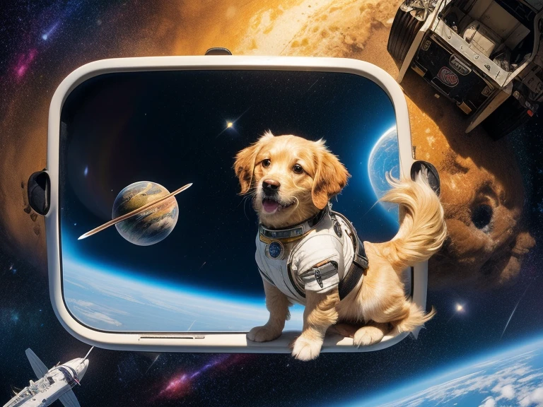 A girl with a dog looking in space