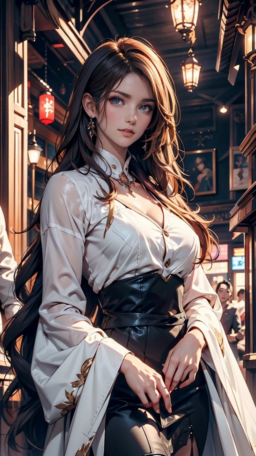 (Game CG,Highest quality,masterpiece:1.3),1 gigi, White capelet, White Dress, skirt