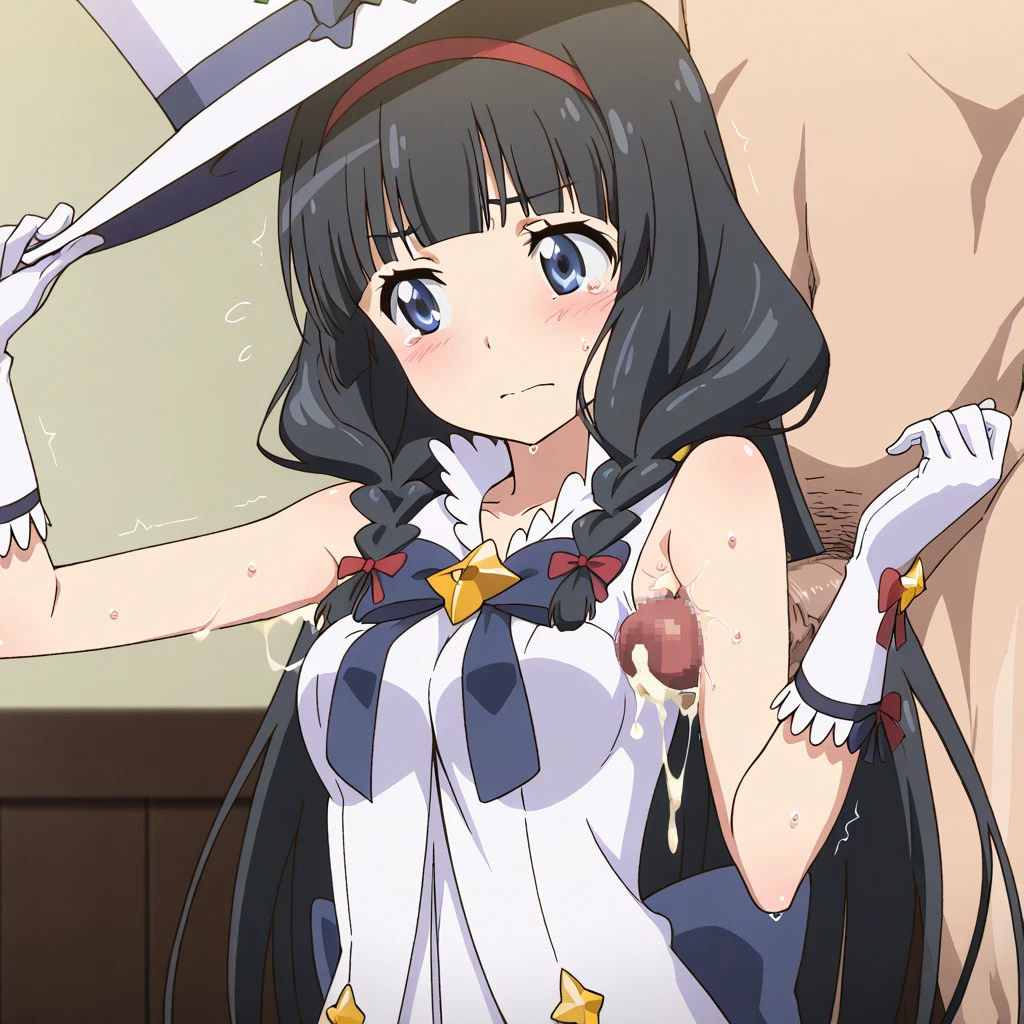 masterpiece, highest quality, 8k,nsfw,a pretty blue haired chick on her back in bed getting fucked, 1girl, aqua (konosuba), breasts, hetero, sex, vaginal penis, penis, pussy, clitoris, urethra, uterus, taking off clothes, open clothes, Open shirt, open jacket, lift up skirt, blush, 1boy, large breasts, nipples, long hair, blue hair, detached sleeves, blue eyes, looking at viewer, pussy, spread legs, bangs, thighhighs, blush, skirt, thighs