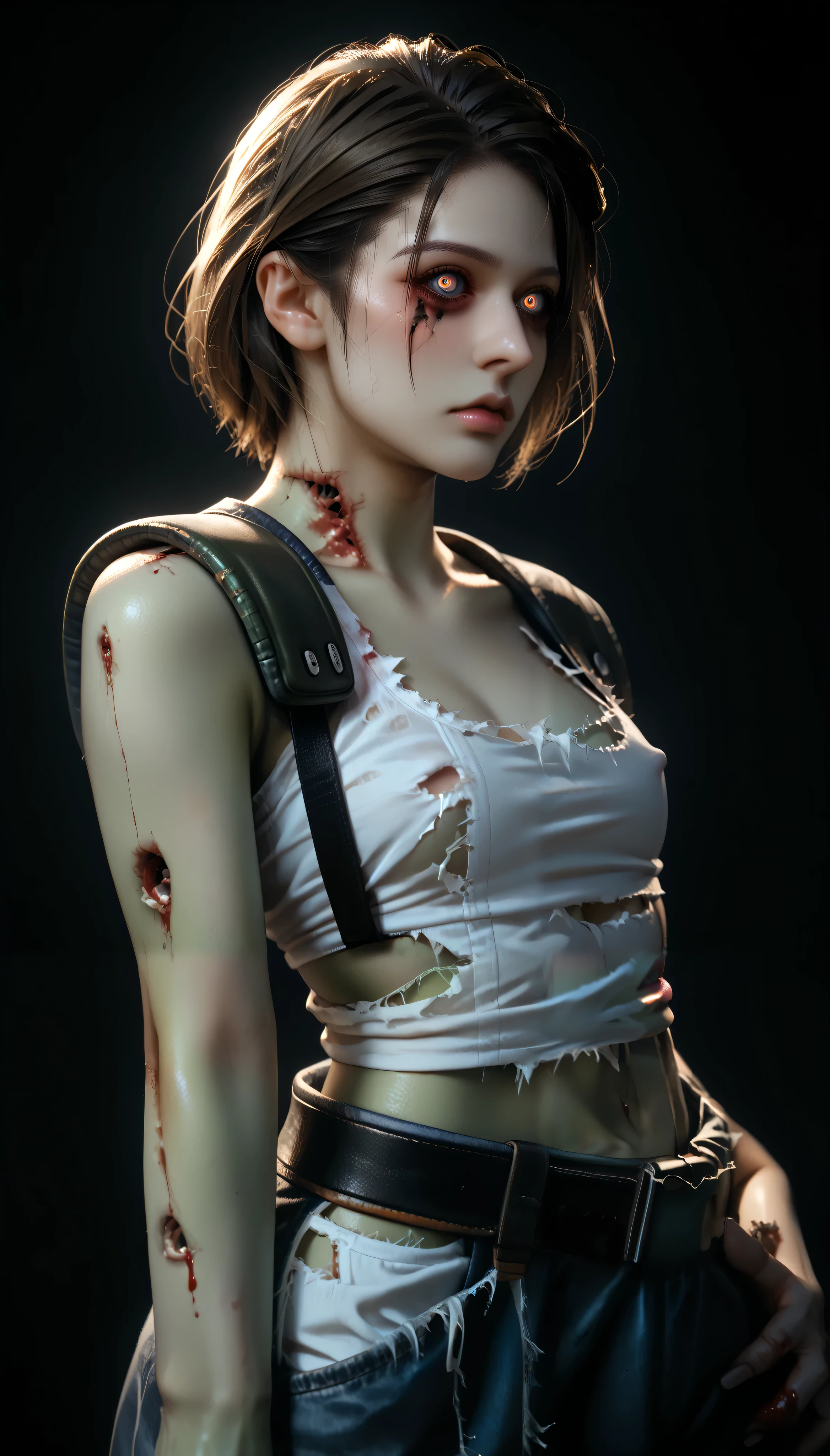 offcial art,Extremely detailed Cg Unity 8K wallpapers,best qualtiy,tmasterpiece,A high resolution,Pretty girl ninja,short detailed hair,Black cut top leather armor,Brown belt,Scabbards on thighs,Japanese Katana Sword,Leather gloves,Black mini leather skirt,Black over-the-knee flat boots,Tight Leather,Small face,The skirt leaks, Spread her legs,with no underpants,bloods,{{Bloody scars on the stomach}},Blood at the corners of the mouth,Stick out your tongue,wounded in fight,killed in fight,{{Corpse}}, {{Look up}},{{half closed eye}},roll eyes,{{dead body}},