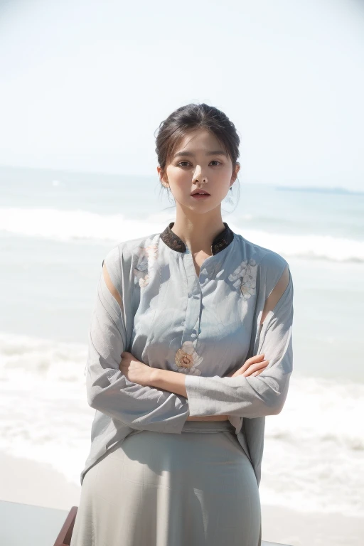 ((highest quality, 8k, masterpiece:1.3)), concentrate:1.2, Perfect body beauty:1.4, Hips:1.2, ((Layered Haircut, chest:1.2)), (Wet clothes:1.2) , (rain, Seaside:1.3), Bandeau dress: 1.1, Highly detailed face and skin texture, Beautiful Eyes, double eyelid, White skin, Long Hair, (shut up: 1.3), Tatsuyase