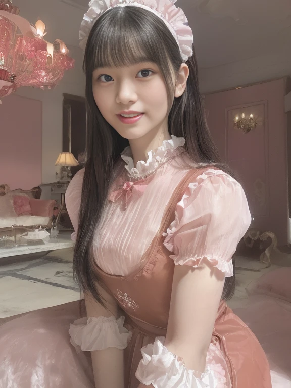 Soft pastel illustration: A girl with rosy cheeks and a wide grin, popping a shimmering round candy into her mouth. The candy is balanced between her fingers, just removed from a vintage silver jewelry box with filigree details