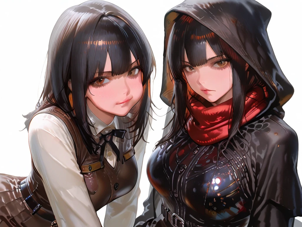 ((Best quality, 8k, Masterpiece :1.3)), Sharp focus :1.2, A pretty woman with perfect figure :1.4, Slender abs :1.2, ((Dark brown hair, Big breasts :1.2)), (White button up long shirt :1.1), City street:1.2, Highly detailed face and skin texture, Detailed eyes, Double eyelid