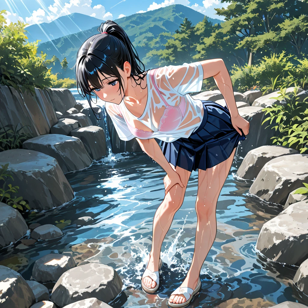 Anime girl, , wet feet