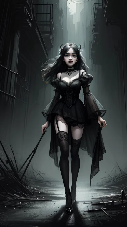 Disney Renaissance era 2D animation Gothic Empress with a punk-rock twist. (Laced leather: 1.2, Fishnets: 1.1) Legs for days. --auto --s2
