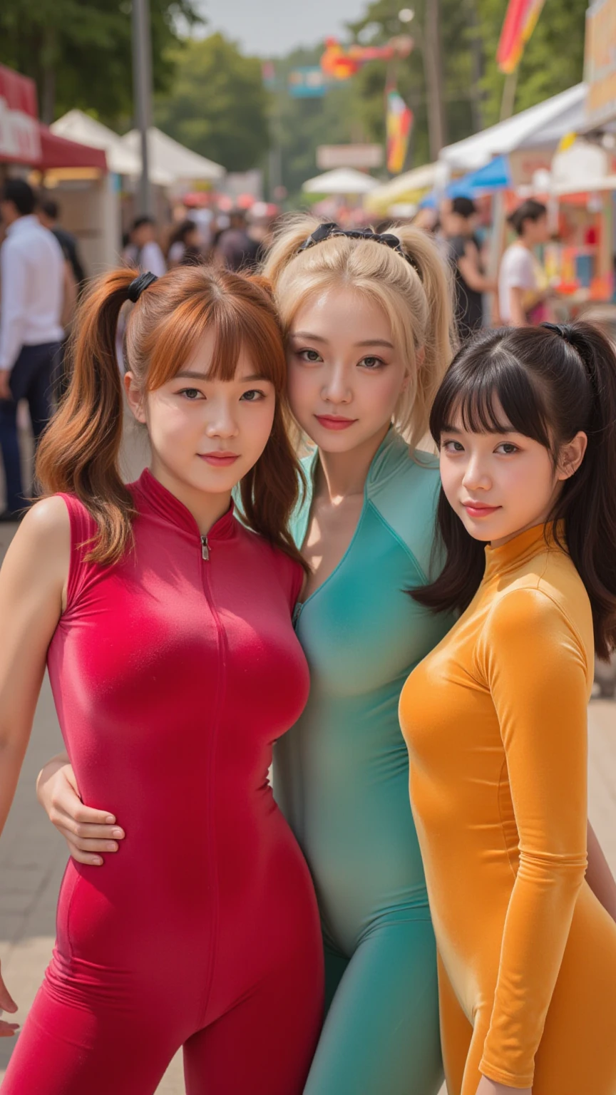 Beautiful college students on campus，tmasterpiece，light make-up，Pink lips，orange color hair，messy  hair，School background，big breasts beautiful，ellegance。ultra fine detailed，Works of masters，real textures，Cinematic lighting is realistic，perfect works，8K，k hd，Fine facial features，Dark green half-sleeved smooth shirt，with her mouth open，Hip tight yoga shorts，Slim，Big bright eyes，Tight corners smile，The upper part of the body，looks away，Smooth shoulders，beautiful hairl，（Extreme colors），（mature），Raised sexy，highest  quality，tmasterpiece，Stunning face，Exquisite Hair，Hot body，Peach buttocks， Gorgeous appearance，Traces of ligature of underwear，Tall and beautiful