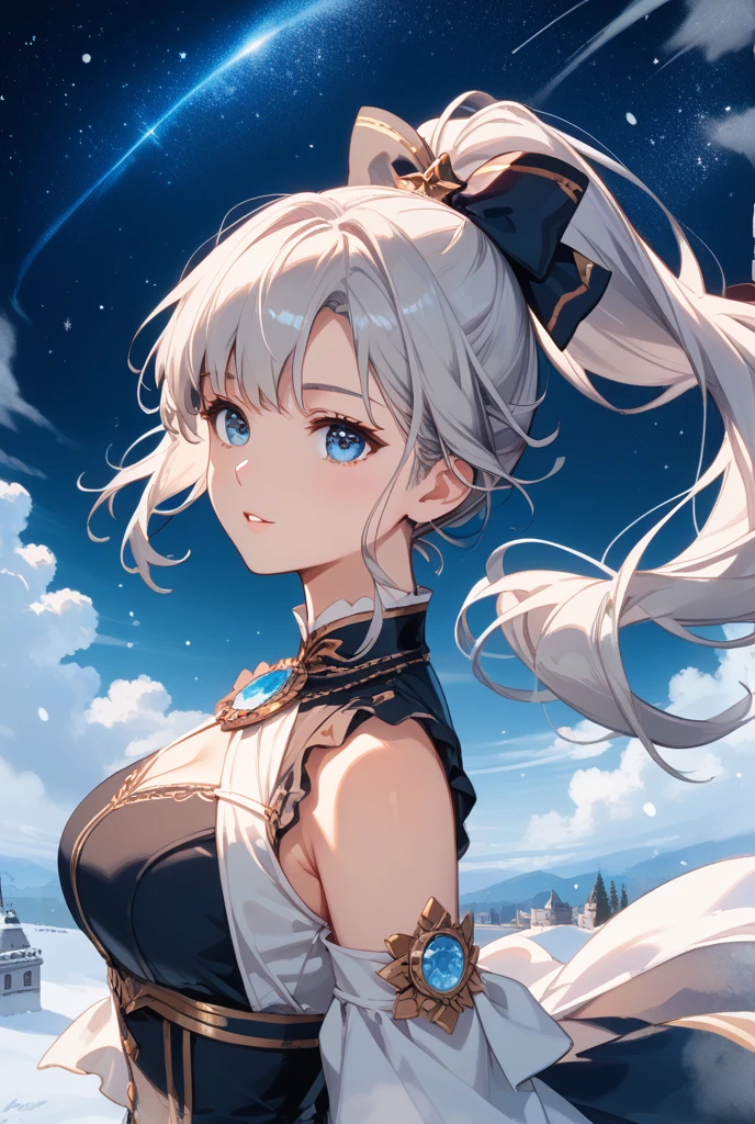 shenhedef, upper body, seductive look, blush, outdoors, snowflake scenery, looking at viewer, cloudy, moody lighting, (perfect detail eyes:1.2), glowing eyes, (long hair one braid:1.2), elemental skill effect, (Masterpiece, Best Quality, High Quality:1.4), professional artwork, Intricate Details, field of view, sharp focus, detailed painting, photorealistic lighting, trending on pixiv, (vivid lighting, vibrant colors:1.05), realistic shadows, ambient occlusion, (athletic body:1.3), mature woman, 30yo, torn clothes