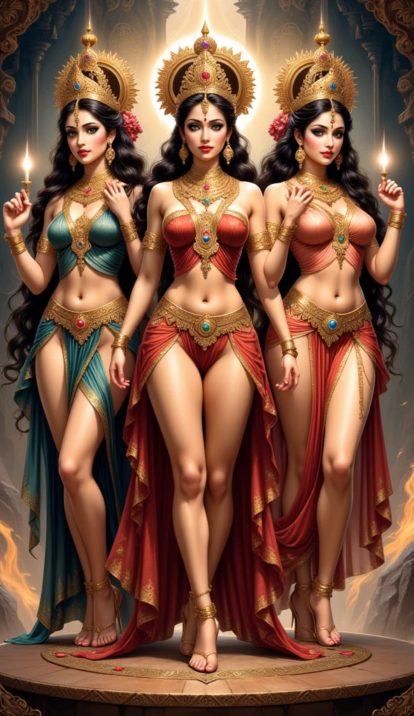 girls on Mars, topless, pubic hair, amazons, jewelry, golden chains, tiara, crown, gold bracelet, gold anklets, golden chains, golden necklace