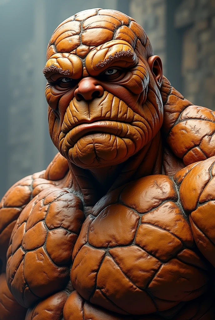 Cinematic soft lighting illuminates a stunningly detailed and ultra-realistic Ben Grimm The Thing of the Fantastic Four,super strong, muscular, in blue uniform that is trending on ArtStation. Octane is the perfect tool to capture the softest details of this 16k photography masterpiece