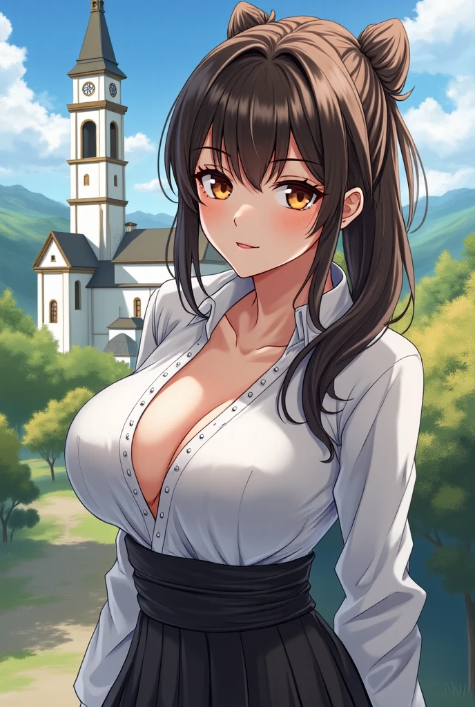 multiplegirls, Slovenian girls in 1960's Triglav National Park, Slovenia. Slovenia, Julian Alps, mountains, rustic architecture, village, castle, Slovenian Alps, Mountains, very Mountainous background. 1girl, brown hair, green eyes, smiling, very busty, petit girl, huge busty breasts, implants, exposed nipples, nurturing and motherly aura, very petit girl, huge mommy milkers, absolutely massive fake tits. huge breasts, very busty cleavage, biggest fake breasts, extremely gigantic breasts, huge fake tits, big nipples, skinny, thin waist, standing pose, big nipples, wide hips, open legs, cameltoe. detailed realistic portrait, beautiful detailed eyes, beautiful detailed lips, extremely detailed face, longeyelashes, slavic traditional dress, intricate cultural clothing, short pleated skirt, 60's clothing, retro, vintage, elegant hairstyle, outdoor scenery, cobblestone streets, old buildings, renaissance architecture, Triglav, Slovenia. vintage aesthetic, warm lighting, Mountains, cinematic, photorealistic, (best quality,8k,highres,masterpiece:1.2),ultra-detailed,(realistic,photorealistic,photo-realistic:1.37),fine art portrait