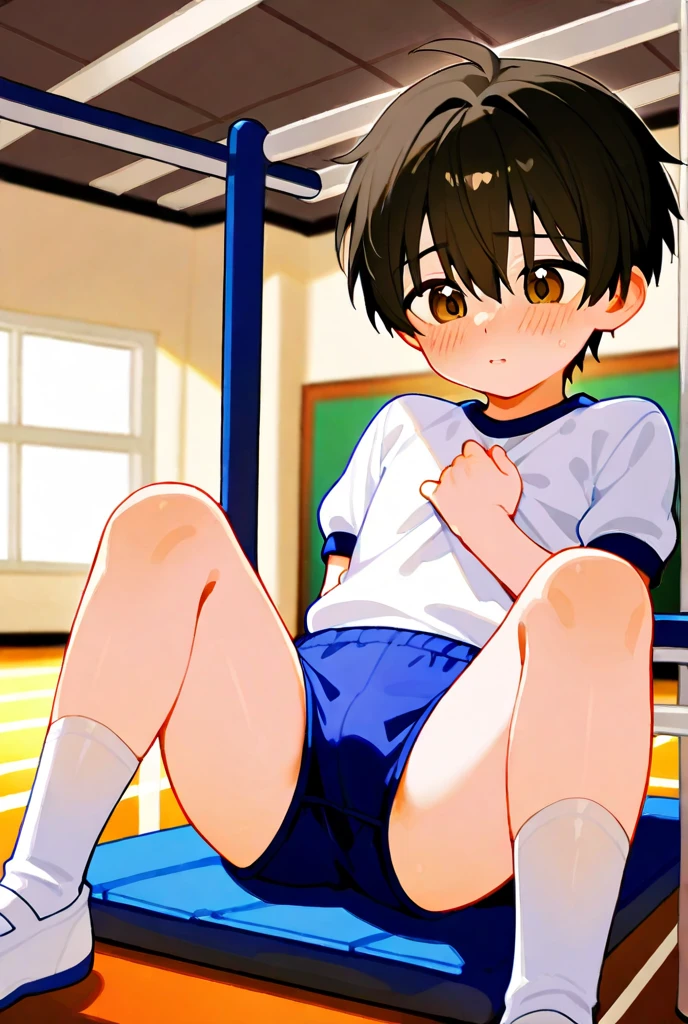 rokujoumugi, brown hair, short hair, brown eyes, chibi, toddler, classroom,
solo, 1girl,short hair, masterpiece, expensive quality, very_expensive_solve, big_file size, full color,(completely nude:1.2),pussy,niplles,cum in pussy,