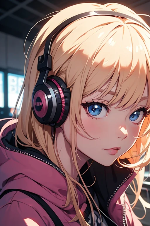 (8k、masterpiece、highest quality、Highest Level、Best image quality、Pieces fly、Intricate details、High resolution、Depth Field、Natural light、Professional Lighting)、(Very beautiful girl)、1 girl、soro、(cute:1.2)、Very beautiful 20 year old manga girl、(Skin with attention to detail: 1.2)、Photorealistic Anime Girl Rendering、Realistic anime 3D style、Beautiful bright purple long hair、強烈なRed eyes、Strong eye highlights、Very large 、Perfect Anatomy、((Cat ear、White jacket、Wearing white lingerie、mini skirt))、Decorative choker、Metal Accessories、Put your hands behind your back、Beautiful long hair、Crossed bangs、Asymmetrical bangs、Bobcut、Stick out your ears、eyelash、Red eyes、A very mysterious smile、Charm、(Sophisticated headphones)、A body made shiny with oil、レース編みの装飾がされたmini skirt、(graffiti:1.3)、Place your hands behind your back、Against the wall、When I look through the viewfinder、bracelet、Thigh straps、Tilt your head、Blonde、Iris Blue Eyes、(A body made shiny with oil)、Complex clothing、Intricate details、