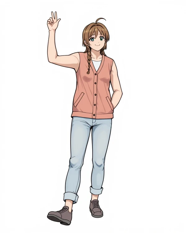 pretty girl, Beautiful hair, casual, Minimalist clothes, full body, cute ,Cute bangs,, loose-fitting clothing, anime manga, Female,blouse, High Quality, jacket, winter colors , Simple , winter outfit, astetic , smile, 5 fingers, , super casual ,high resolution,