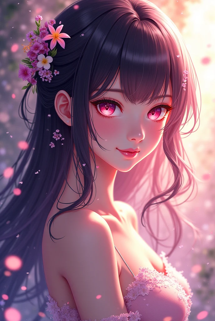 work of art, best qualityer, {best qualityer}, {{work of art}}, {high resolution}, focusing, anime styling, a close up of a cartoon woman, project , portraite, giesha, anime image, long hair, Bblack hair, straight eyes, hair covering ears, Polished and powerful appearance, exotic, Cao Cao, freckles, happy, romantic clothes, colorfully, colors